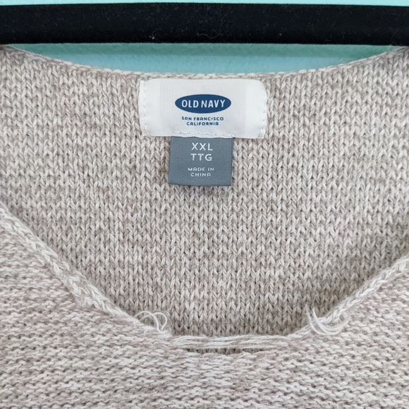 Old Navy XXL Oversized Long Sleeve V Neck Tan Sweater - Picture 3 of 6